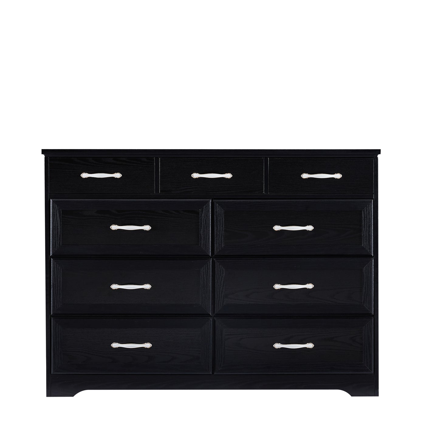 Bedroom dresser, 9 drawer long dresser with antique handles, wood chest of drawers for kids room, living room, entry and hallway, White, 47.2''W x 15.8''D x 34.6''H.